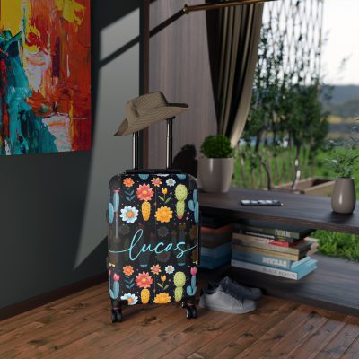 Custom Cactus Floral Suitcase - A unique travel statement adorned with your personalized cactus floral pattern.