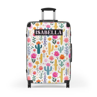 Custom Cactus Floral Suitcase - A unique travel statement adorned with your personalized cactus floral pattern.