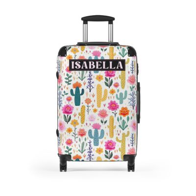 Custom Cactus Floral Suitcase - A unique travel statement adorned with your personalized cactus floral pattern.