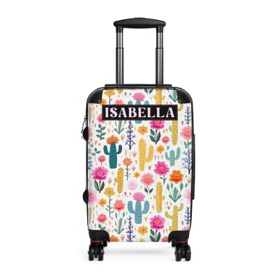 Custom Cactus Floral Suitcase - A unique travel statement adorned with your personalized cactus floral pattern.