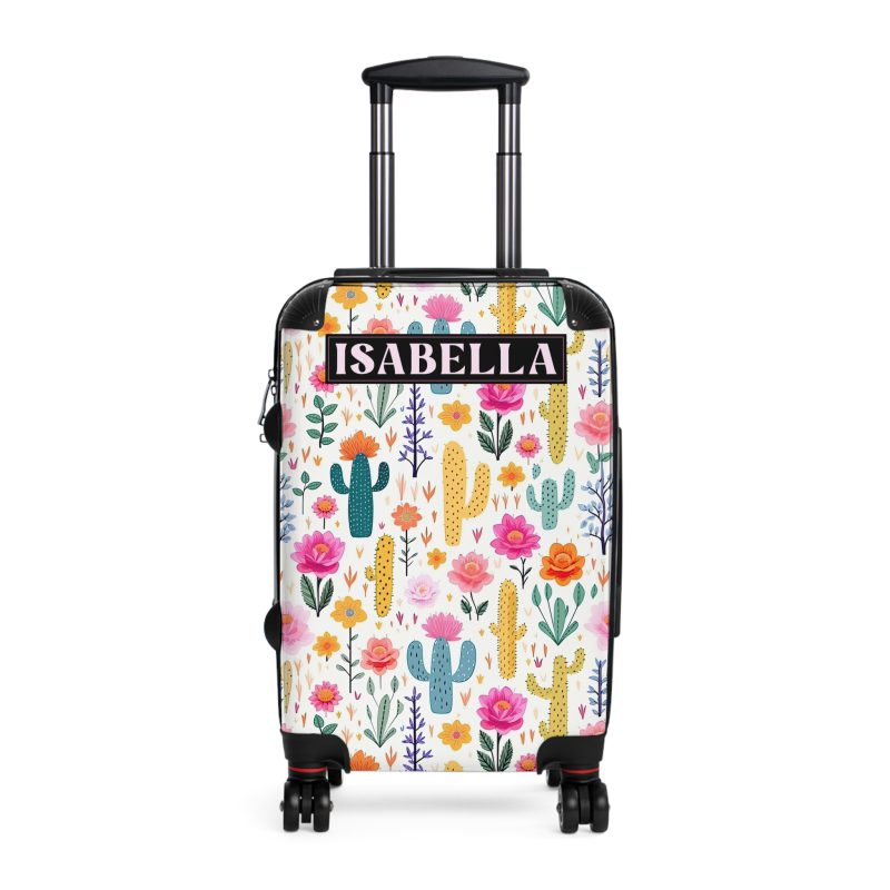 Custom Cactus Floral Suitcase - A unique travel statement adorned with your personalized cactus floral pattern.