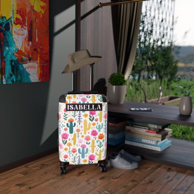 Custom Cactus Floral Suitcase - A unique travel statement adorned with your personalized cactus floral pattern.