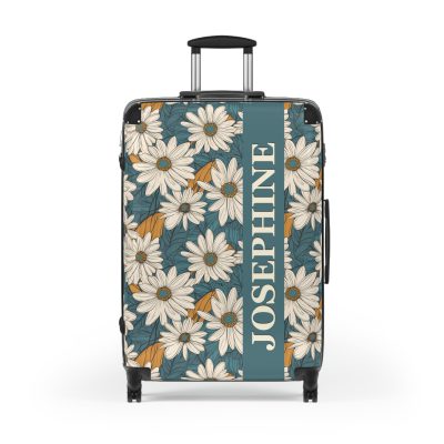 Custom Retro Daisy Suitcase - Vintage-inspired suitcase personalized with daisy motifs for a unique travel experience.