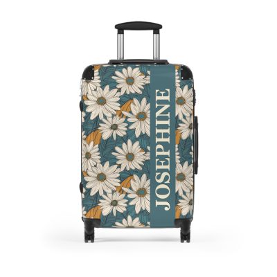 Custom Retro Daisy Suitcase - Vintage-inspired suitcase personalized with daisy motifs for a unique travel experience.