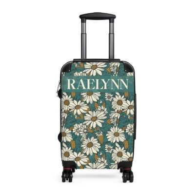 Custom Retro Daisy Suitcase - Vintage-inspired suitcase personalized with daisy motifs for a unique travel experience.