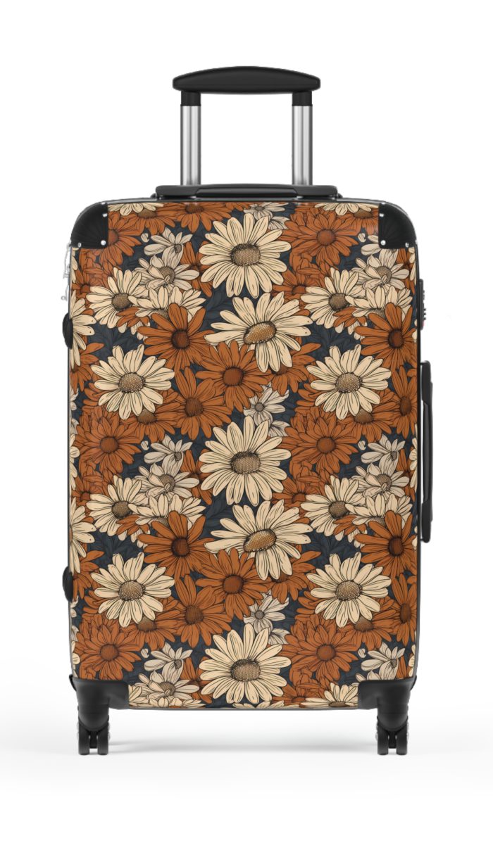 Retro Daisy Suitcase - Vintage-inspired luggage featuring daisy motifs for a touch of timeless elegance.