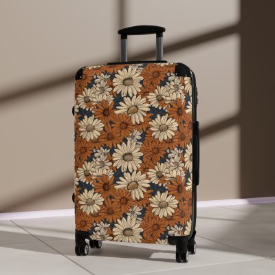 Retro Daisy Suitcase - Vintage-inspired luggage featuring daisy motifs for a touch of timeless elegance.