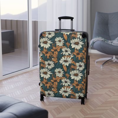 Retro Daisy Suitcase - Vintage-inspired luggage featuring daisy motifs for a touch of timeless elegance.
