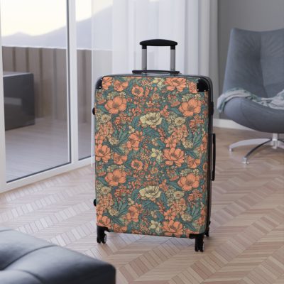 Boho Floral Suitcase - A stylish travel companion with vibrant bohemian floral design.