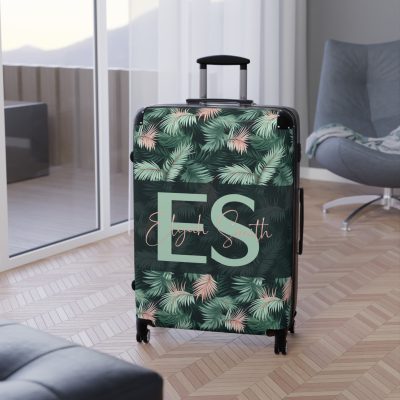 Custom Tropical Leaves Suitcase - Your unique travel companion, reflecting your individuality on every journey.