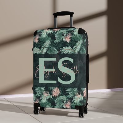 Custom Tropical Leaves Suitcase - Your unique travel companion, reflecting your individuality on every journey.