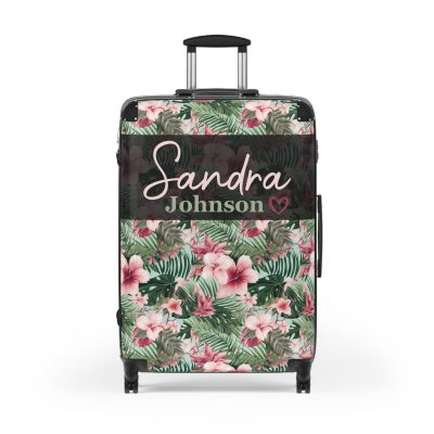 Custom Tropical Floral Suitcase - Express your unique travel style with personalized tropical florals.