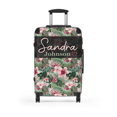 Custom Tropical Floral Suitcase - Express your unique travel style with personalized tropical florals.