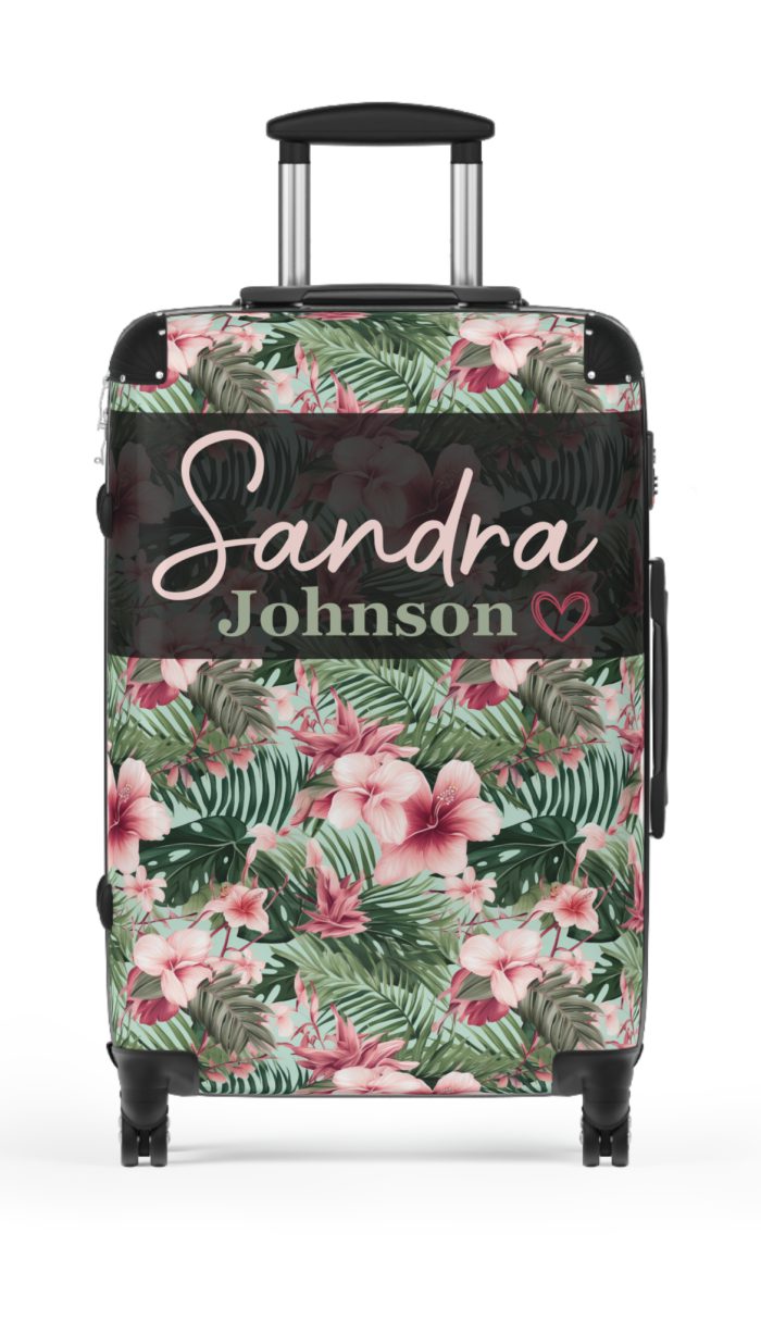 Custom Tropical Floral Suitcase - Express your unique travel style with personalized tropical florals.