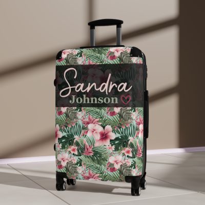 Custom Tropical Floral Suitcase - Express your unique travel style with personalized tropical florals.