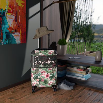 Custom Tropical Floral Suitcase - Express your unique travel style with personalized tropical florals.