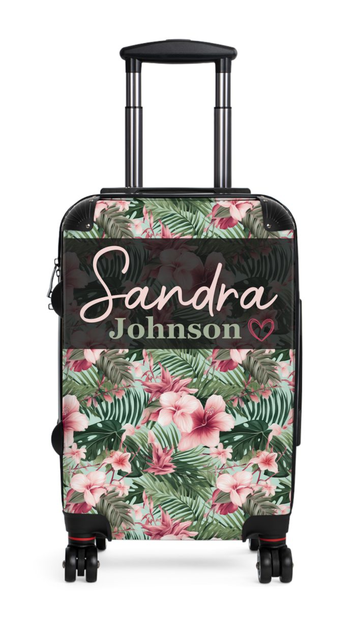 Custom Tropical Floral Suitcase - Express your unique travel style with personalized tropical florals.