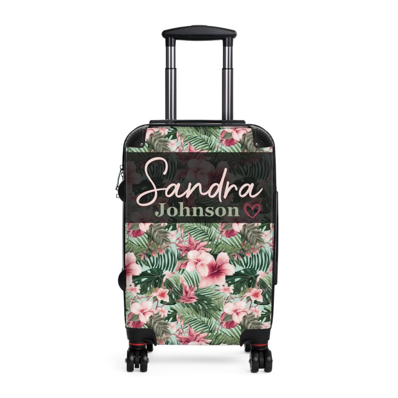 Custom Tropical Floral Suitcase - Express your unique travel style with personalized tropical florals.