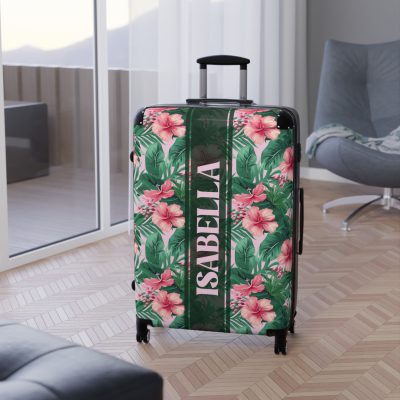 Custom Tropical Floral Suitcase - Express your unique travel style with personalized tropical florals.