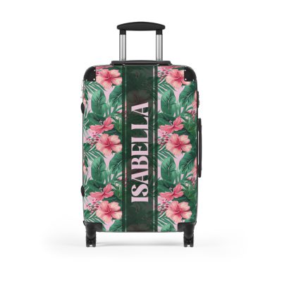 Custom Tropical Floral Suitcase - Express your unique travel style with personalized tropical florals.