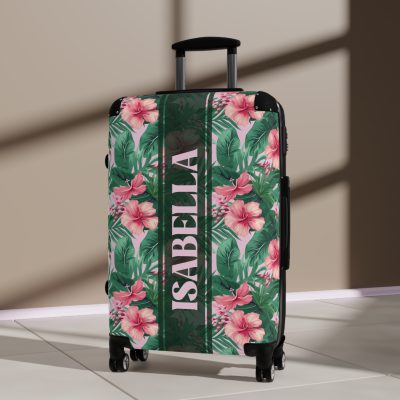 Custom Tropical Floral Suitcase - Express your unique travel style with personalized tropical florals.