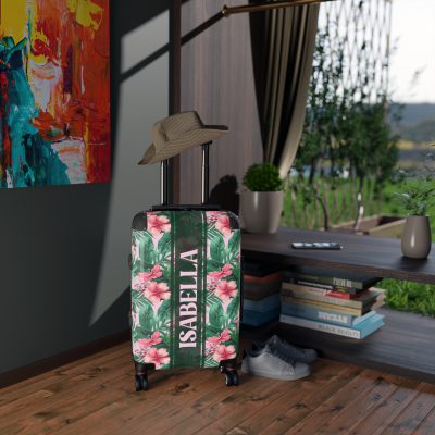 Custom Tropical Floral Suitcase - Express your unique travel style with personalized tropical florals.