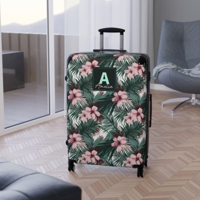 Custom Tropical Floral Suitcase - Express your unique travel style with personalized tropical florals.