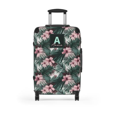 Custom Tropical Floral Suitcase - Express your unique travel style with personalized tropical florals.