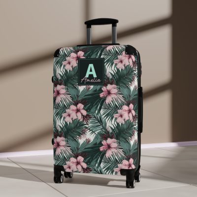 Custom Tropical Floral Suitcase - Express your unique travel style with personalized tropical florals.