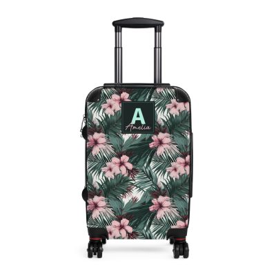 Custom Tropical Floral Suitcase - Express your unique travel style with personalized tropical florals.