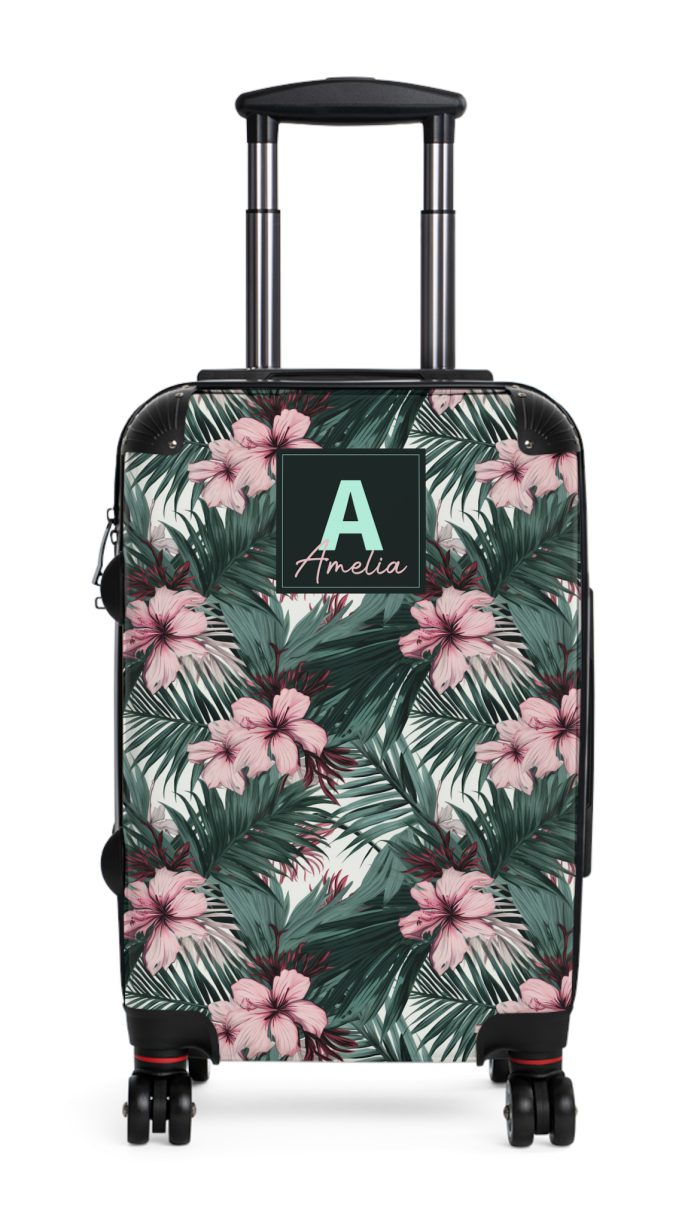 Custom Tropical Floral Suitcase - Express your unique travel style with personalized tropical florals.