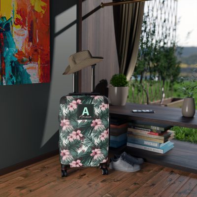 Custom Tropical Floral Suitcase - Express your unique travel style with personalized tropical florals.