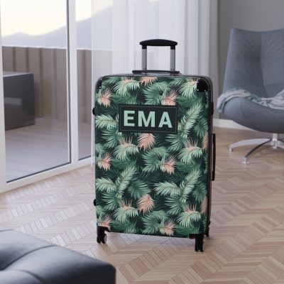 Custom Tropical Leaves Suitcase - Your unique travel companion, reflecting your individuality on every journey.