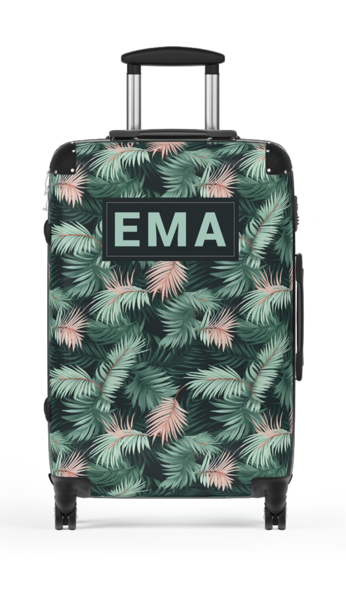 Custom Tropical Leaves Suitcase - Your unique travel companion, reflecting your individuality on every journey.