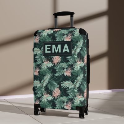 Custom Tropical Leaves Suitcase - Your unique travel companion, reflecting your individuality on every journey.