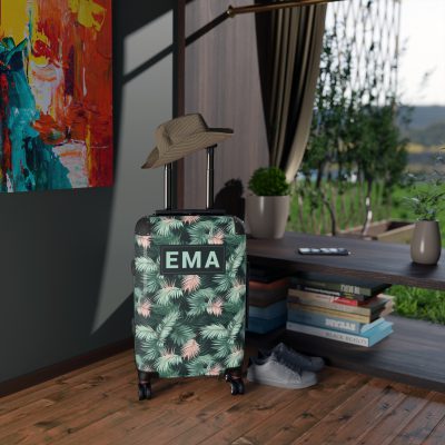 Custom Tropical Leaves Suitcase - Your unique travel companion, reflecting your individuality on every journey.