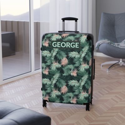 Custom Tropical Leaves Suitcase - Your unique travel companion, reflecting your individuality on every journey.