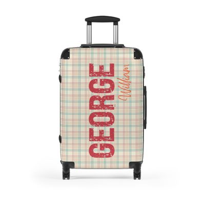 Custom Retro Plaid Suitcase - A classic plaid pattern suitcase with customizable design, the perfect travel companion for stylish explorers.