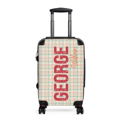 Custom Retro Plaid Suitcase - A classic plaid pattern suitcase with customizable design, the perfect travel companion for stylish explorers.