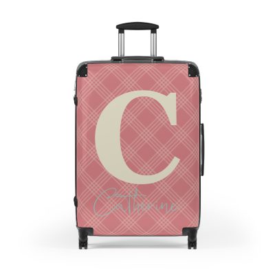 Custom Retro Plaid Suitcase - A classic plaid pattern suitcase with customizable design, the perfect travel companion for stylish explorers.