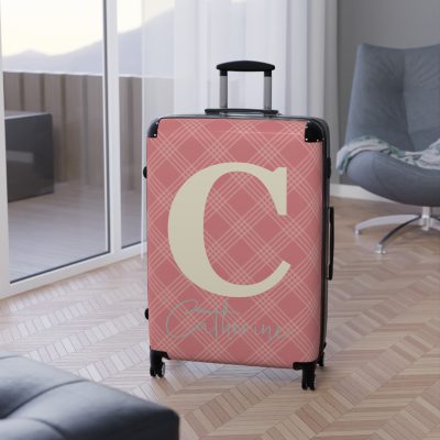 Custom Retro Plaid Suitcase - A classic plaid pattern suitcase with customizable design, the perfect travel companion for stylish explorers.