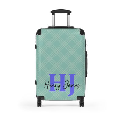 Custom Retro Plaid Suitcase - A classic plaid pattern suitcase with customizable design, the perfect travel companion for stylish explorers.