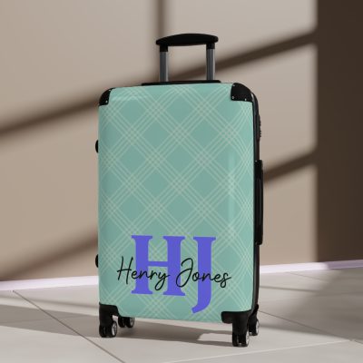 Custom Retro Plaid Suitcase - A classic plaid pattern suitcase with customizable design, the perfect travel companion for stylish explorers.