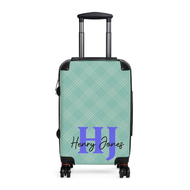 Custom Retro Plaid Suitcase - A classic plaid pattern suitcase with customizable design, the perfect travel companion for stylish explorers.