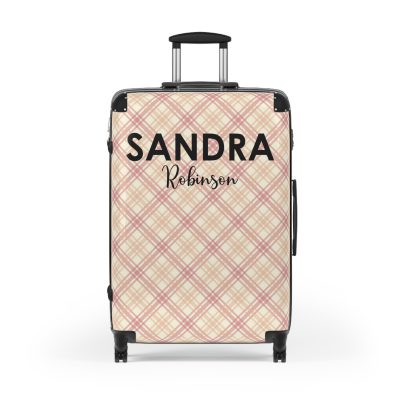 Custom Retro Plaid Suitcase - A classic plaid pattern suitcase with customizable design, the perfect travel companion for stylish explorers.