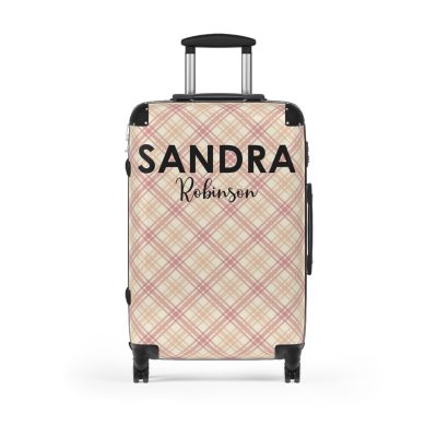 Custom Retro Plaid Suitcase - A classic plaid pattern suitcase with customizable design, the perfect travel companion for stylish explorers.