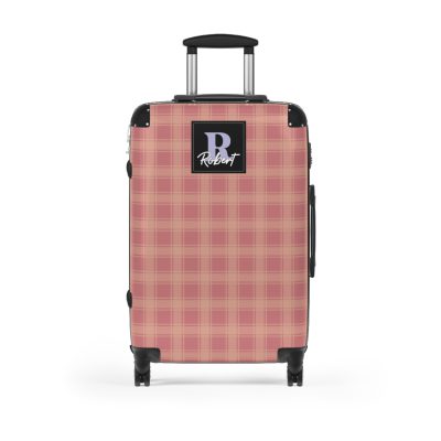 Custom Retro Plaid Suitcase - A classic plaid pattern suitcase with customizable design, the perfect travel companion for stylish explorers.