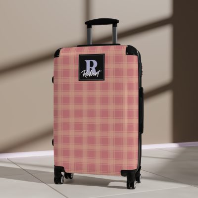 Custom Retro Plaid Suitcase - A classic plaid pattern suitcase with customizable design, the perfect travel companion for stylish explorers.