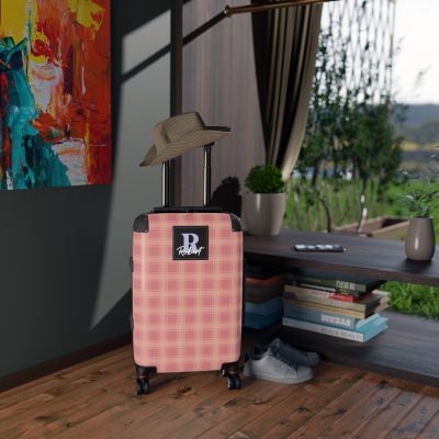 Custom Retro Plaid Suitcase - A classic plaid pattern suitcase with customizable design, the perfect travel companion for stylish explorers.