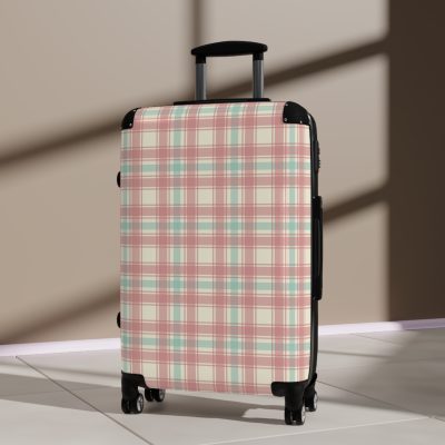 Retro Plaid Suitcase - A classic suitcase featuring vintage plaid design, perfect for travelers who love timeless style.